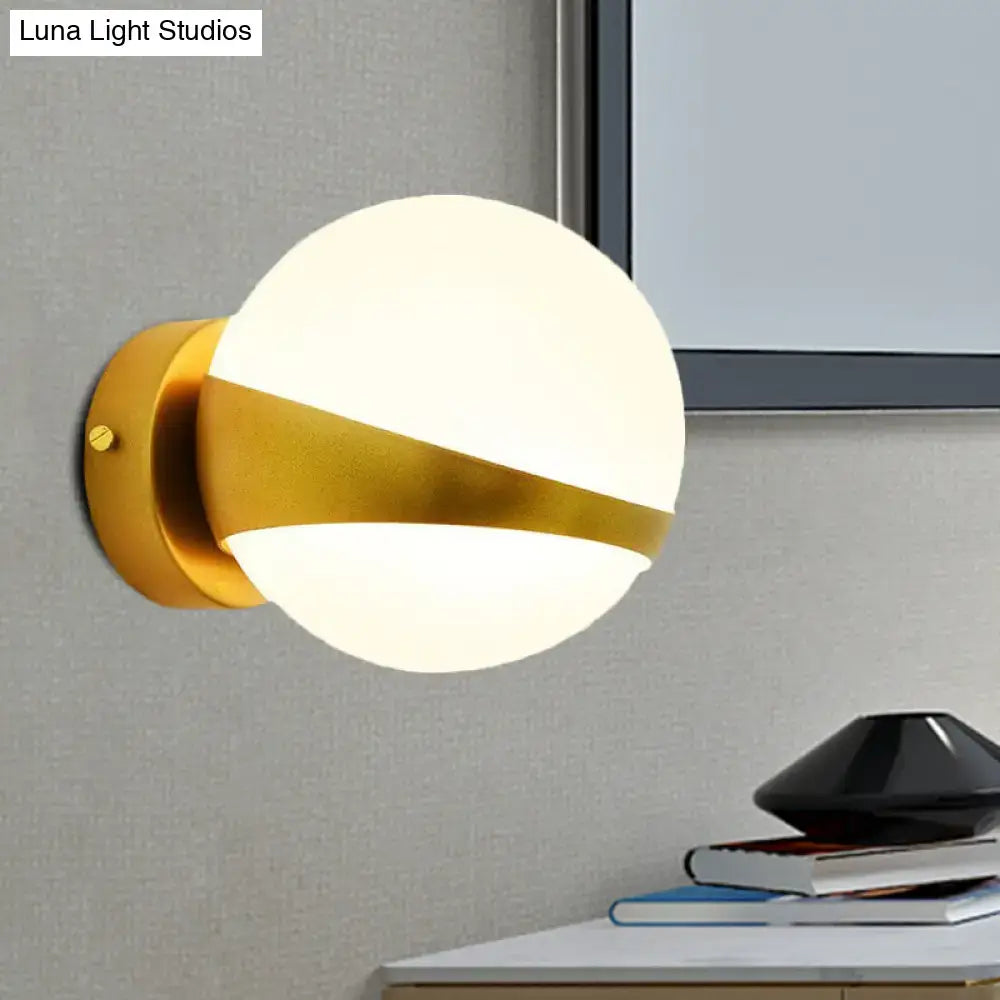 Gold Frosted Glass Two-Bulb Sconce by Decorbites with brass mount and diagonal band on Tampa Home & Garden Store