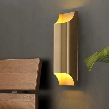 Decorbites Gold Geometric G9 12-Inch Wall Sconce brass finish with curved light openings on Tampa Home & Garden Store