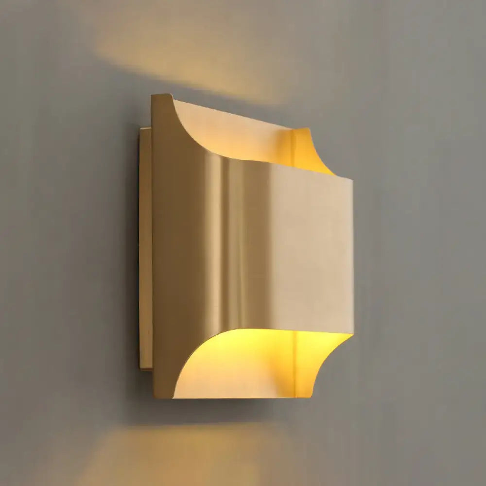 Gold Geometric G9 12-Inch Wall Sconce by Decorbites with curved cutouts warm glow on Tampa Home & Garden Store