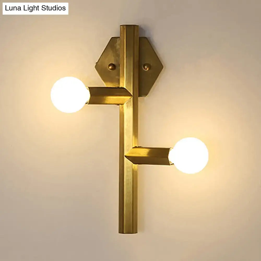 Gold Vertical Tube Bedroom Wall Light by Decorbites, brass with two bulbs, wall-mounted on Tampa Home & Garden Store