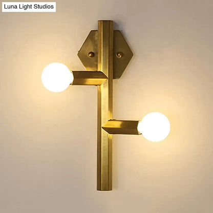 Gold Vertical Tube Bedroom Wall Light by Decorbites, brass with two bulbs, wall-mounted on Tampa Home & Garden Store