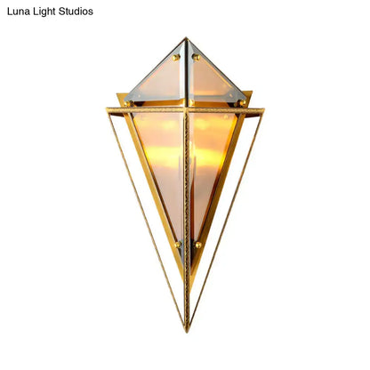 Gold amber wall sconce with glass geometric diamond frame by Decorbites on Tampa Home & Garden Store