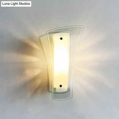 Gold Clear Glass Living Room Sconce by Decorbites, curved frosted glass wall light on Tampa Home & Garden Store