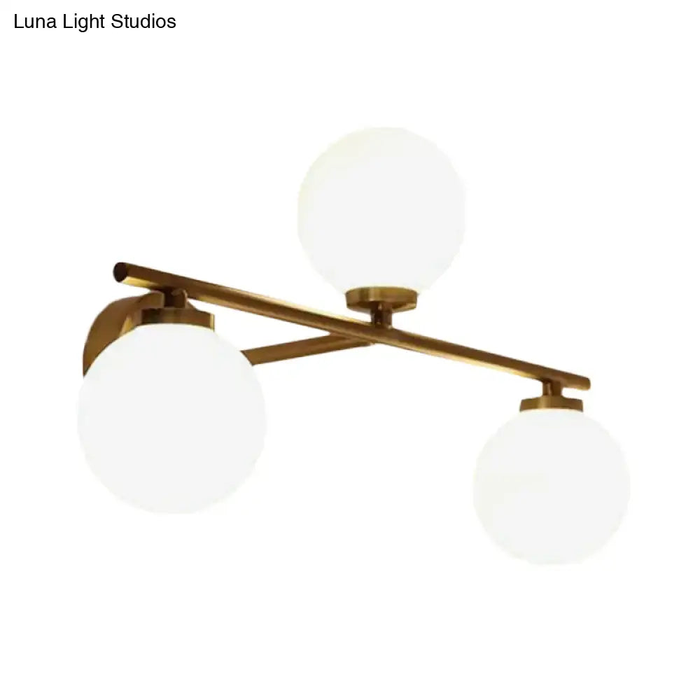 Gold Opal Glass Hallway Sconce with brass frame and three globe shades Decorbites on Tampa Home & Garden Store