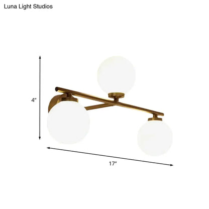 Gold Opal Glass Hallway Sconce by Decorbites, three frosted globes, 17in wide on Tampa Home & Garden Store