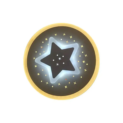 Gold Heart Pendant Wall Light round gold frame with dark center star motif and star accents on Tampa Home & Garden Store