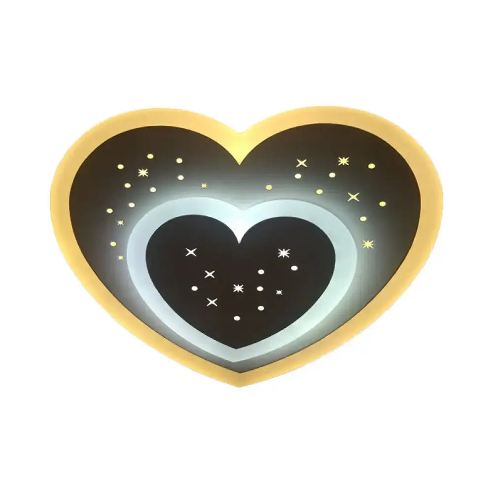 Gold Heart Pendant Wall Light with gold outer border and layered inner heart design, starry accents on Tampa Home & Garden Store
