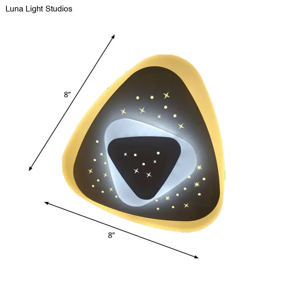 Gold Heart Pendant Wall Light by Decorbites, triangle black interior with gold border and stars on Tampa Home & Garden Store