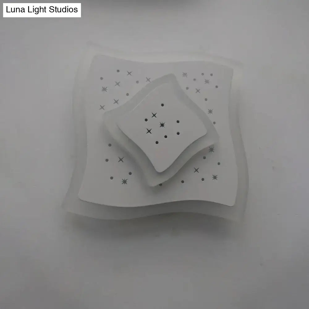 Gold Heart Pendant Wall Light white layered square decor with star and dot cutouts on Tampa Home & Garden Store