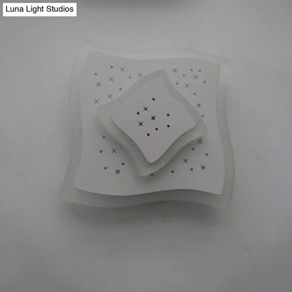 Gold Heart Pendant Wall Light white layered square decor with star and dot cutouts on Tampa Home & Garden Store