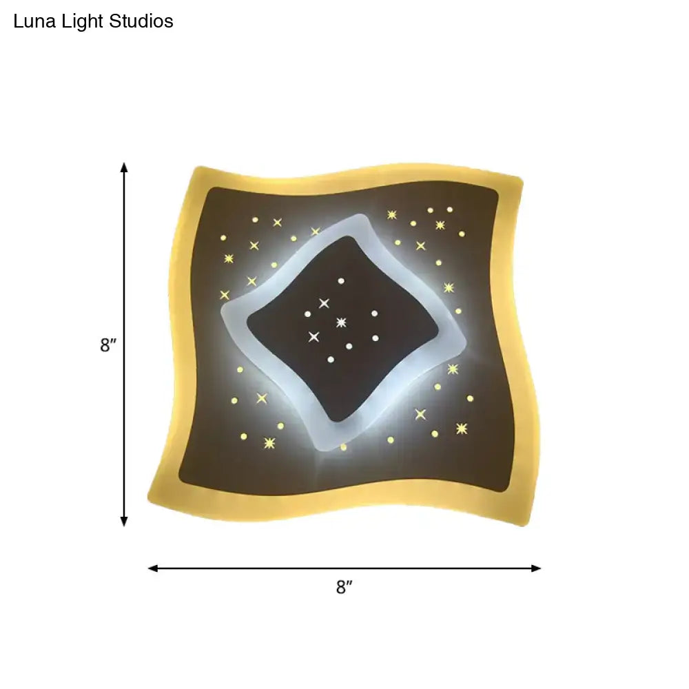 Gold Heart Pendant Wall Light by Decorbites, 8x8 in curved gold frame with black starry center on Tampa Home & Garden Store