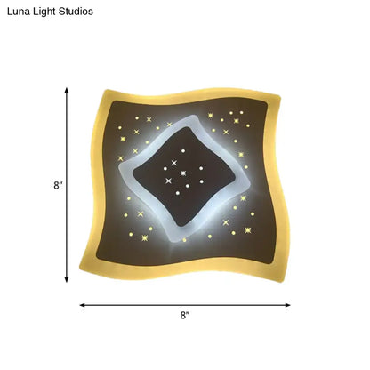 Gold Heart Pendant Wall Light by Decorbites, 8x8 in curved gold frame with black starry center on Tampa Home & Garden Store