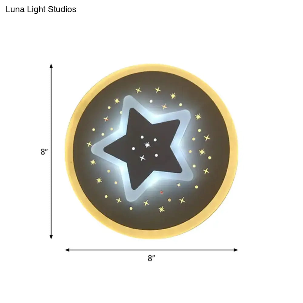 Gold Heart Pendant Wall Light round 8-inch wall sconce with gold rim and star center glow on Tampa Home & Garden Store