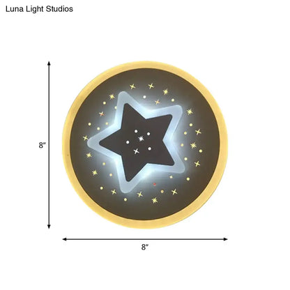Gold Heart Pendant Wall Light round 8-inch wall sconce with gold rim and star center glow on Tampa Home & Garden Store