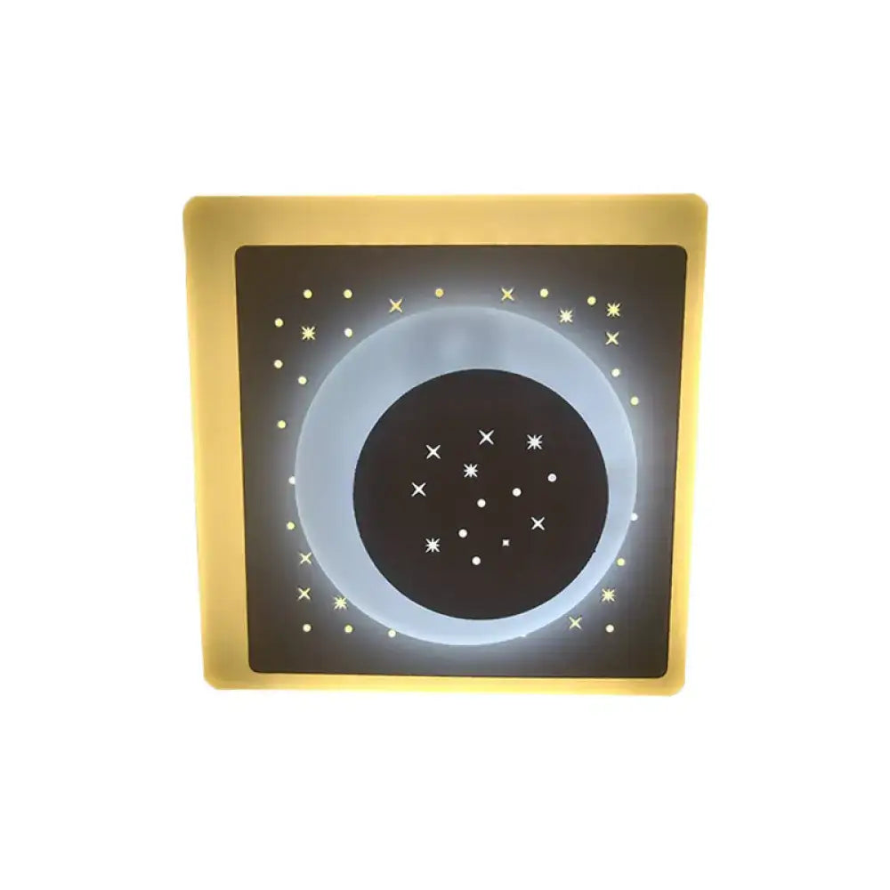 Gold Heart Pendant Wall Light with square gold frame and blue ring night panel on Tampa Home & Garden Store