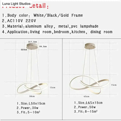 Moedern Gold Infinity Pendant Light Living Room