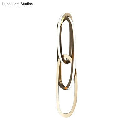Gold Oval Wall Lamp with interlocking rings, gold metal finish, modern wall light on Tampa Home & Garden Store