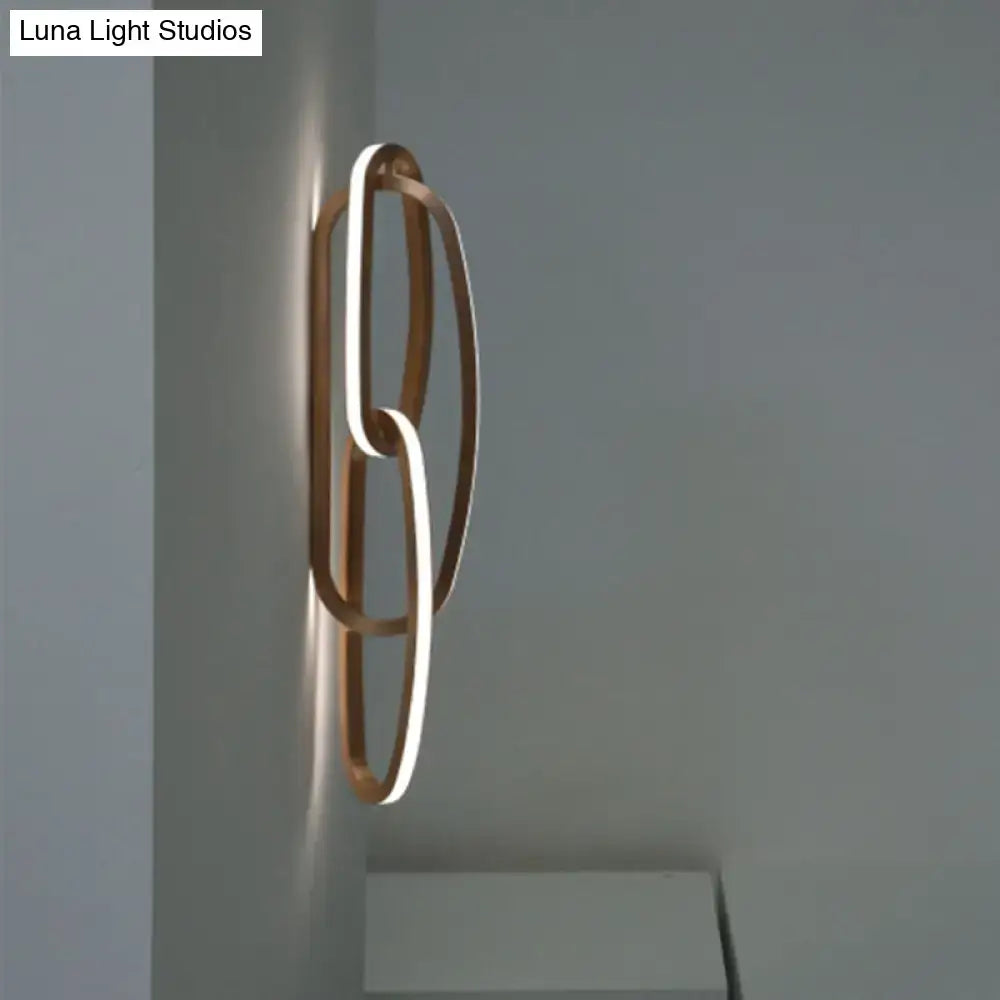 Decorbites gold oval wall lamp with warm LED inner edge on brass circular frame on Tampa Home & Garden Store