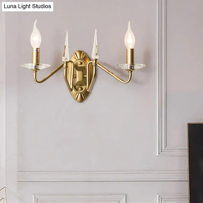 Gold brass candle sconce with crystal accents, Decorbites two-arm wall light on Tampa Home & Garden Store