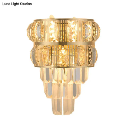 Gold Crystal Layered K9 Wall Sconce by Decorbites with crystal prisms on Tampa Home & Garden Store
