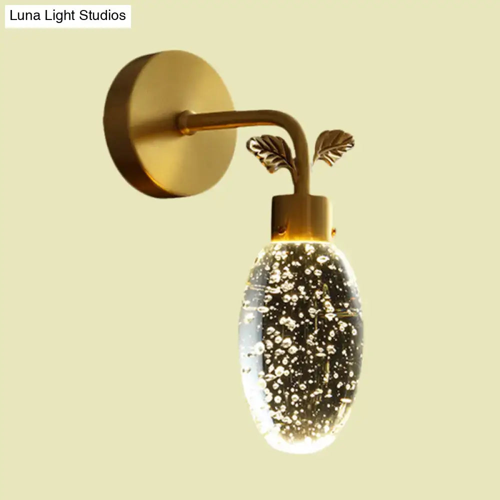 Gold Crystal Globe Seeded Sconce by Decorbites; brass hardware with seeded glass globe on Tampa Home & Garden Store