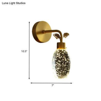 Gold Crystal Globe Seeded Sconce by Decorbites, brass finish seed glass globe 10.5H x 7W on Tampa Home & Garden Store