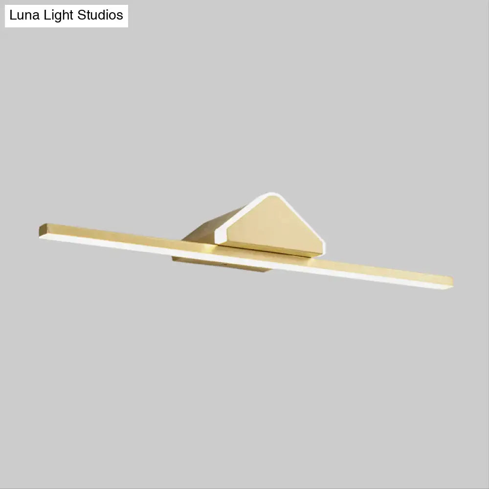 Gold LED vanity wall light with brass bar and triangular mount by Decorbites on Tampa Home & Garden Store