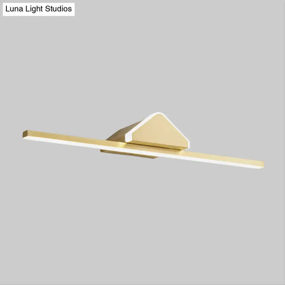 Gold LED vanity wall light with brass bar and triangular mount by Decorbites on Tampa Home & Garden Store