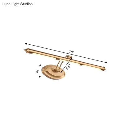 Modern gold LED vanity light sconce by Decorbites with brass bar and round wall mount on Tampa Home & Garden Store