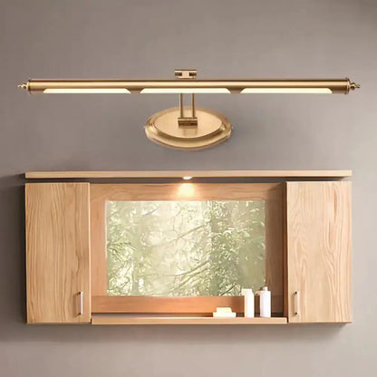 Decorbites gold LED vanity light bar, 29.5 inches wide, sconce above wood mirror Tampa Store on Tampa Home & Garden Store