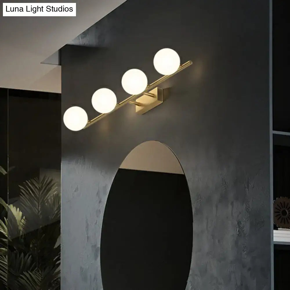 Decorbites gold milky-glass bathroom five-light sconce with round globes on Tampa Home & Garden Store