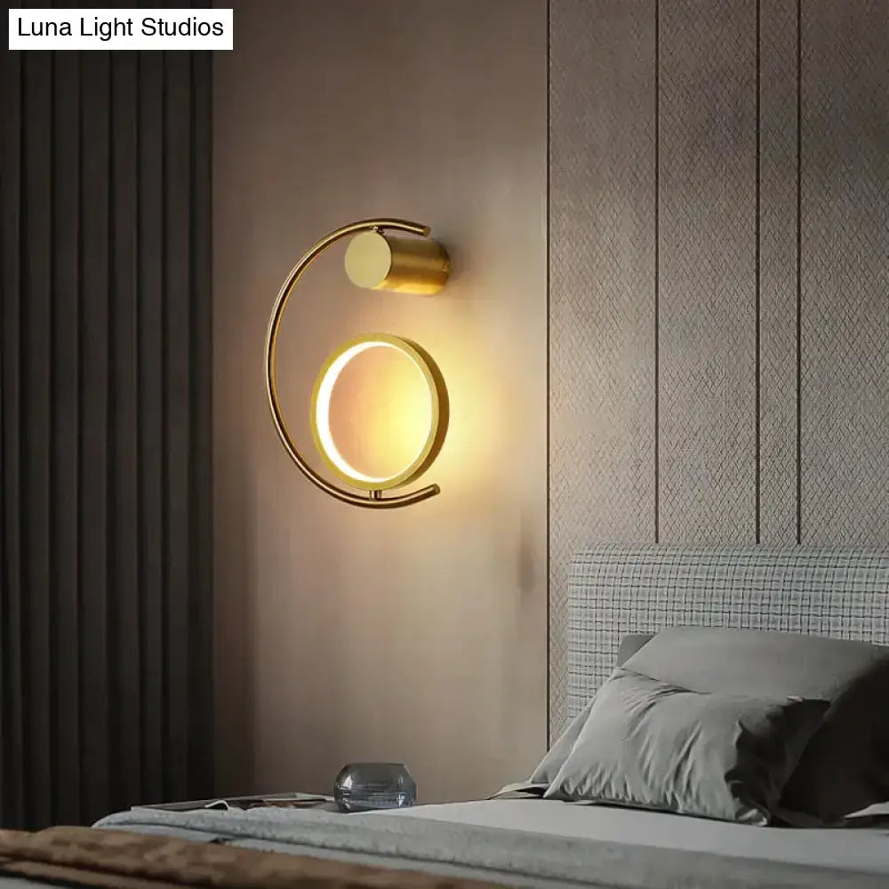 Modern gold LED bedside wall lamp sconce with circular ring Decorbites on Tampa Home & Garden Store