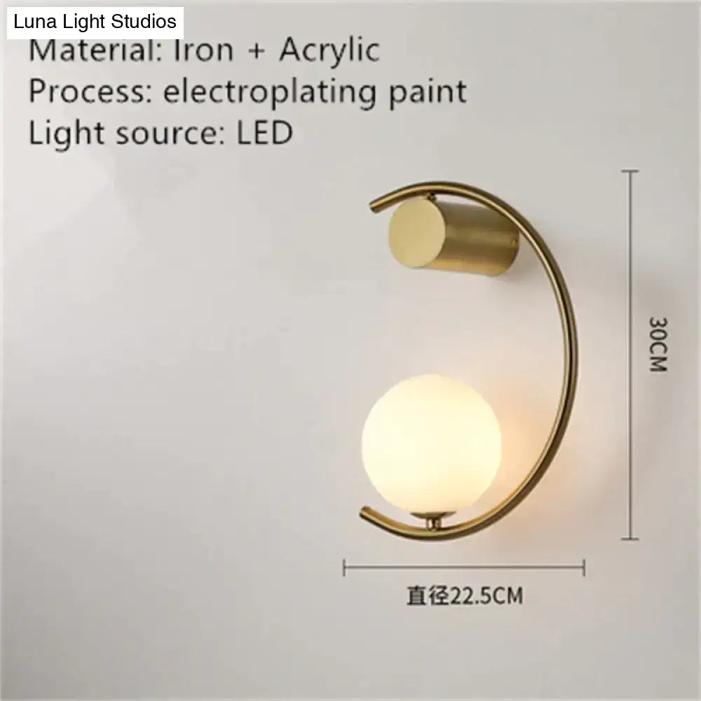 Wall light Decorbites gold crescent LED bedside lamp frosted globe watermark on Tampa Store on Tampa Home & Garden Store