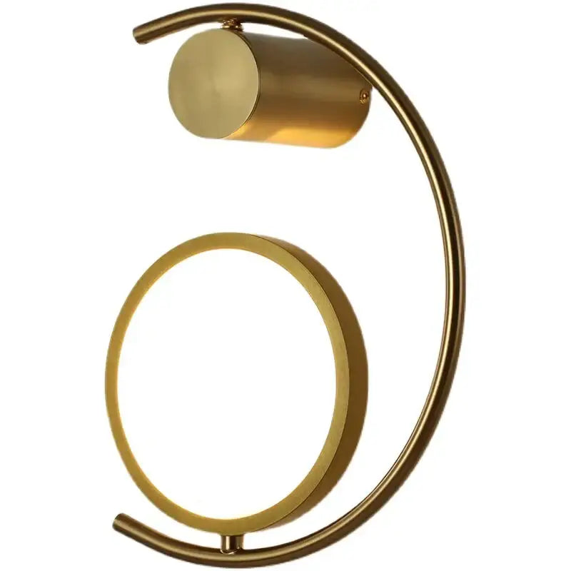 Decorbites gold LED wall light with circular ring arc, modern luxury bedside sconce on Tampa Home & Garden Store