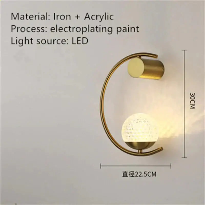 Wall light sconce by Decorbites, modern gold curved iron arc with LED bulb for bedroom on Tampa Home & Garden Store