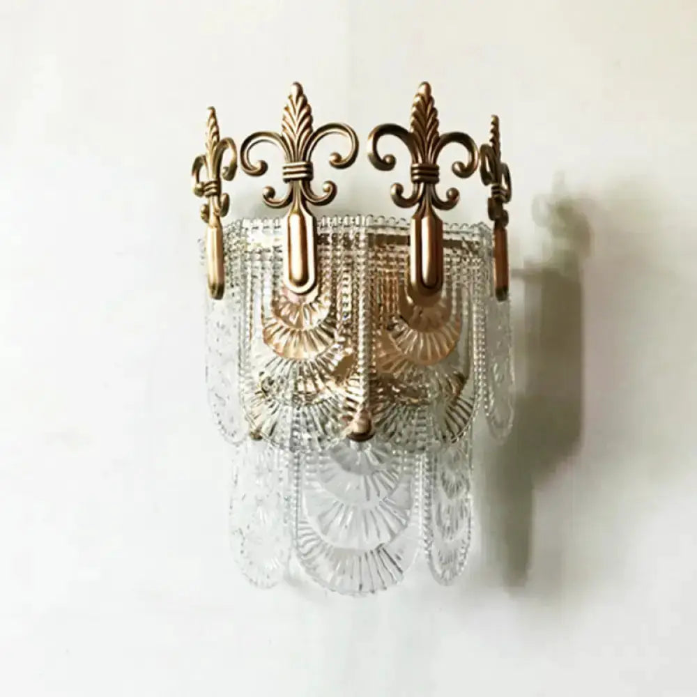 Decorbites gold crown wall sconce with crystal fringe on Tampa Home & Garden Store