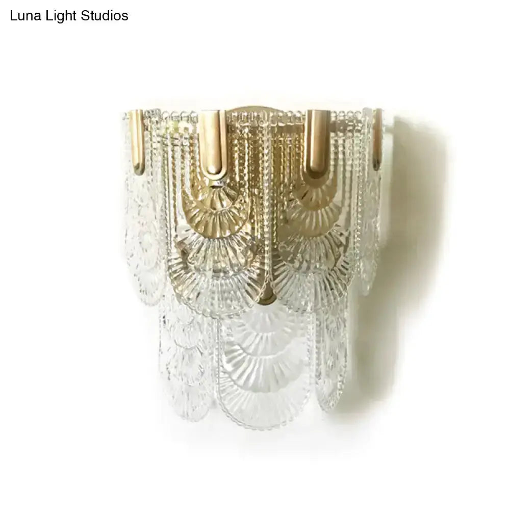 Decorbites gold crystal fringe wall sconce with clear glass discs 110–120V light on Tampa Home & Garden Store