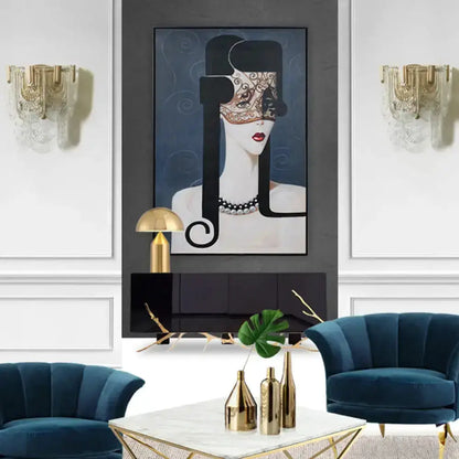 Modern gold mask canvas wall art for living room decor Decorbites on Tampa Home & Garden Store