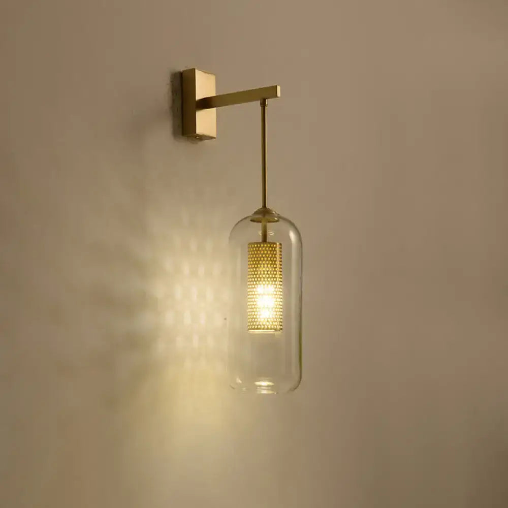 Gold Mesh Wall Sconce, brass finish with glass shade Decorbites on Tampa Home & Garden Store