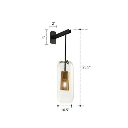 Gold mesh glass sconce by Decorbites with clear glass cylinder and black wall mount on Tampa Home & Garden Store