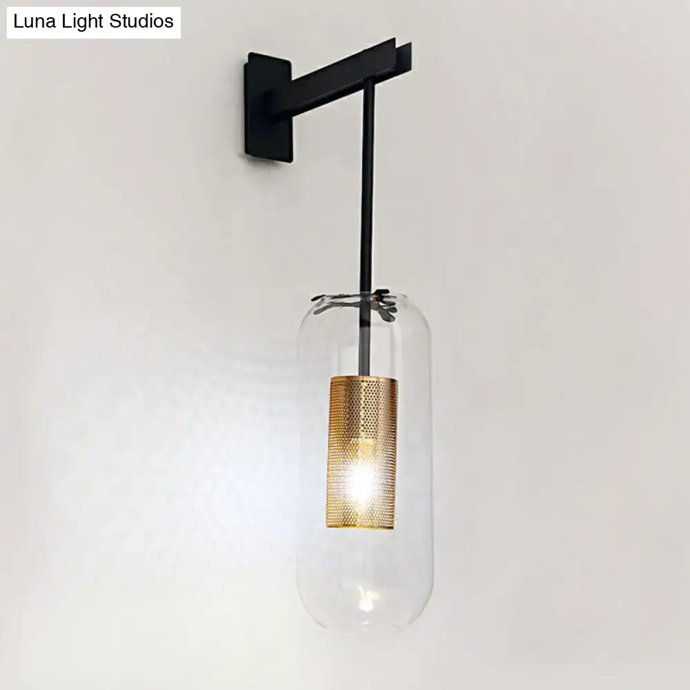 Gold Mesh Glass Sconce with clear outer shade and gold mesh inner shade by Decorbites on Tampa Home & Garden Store