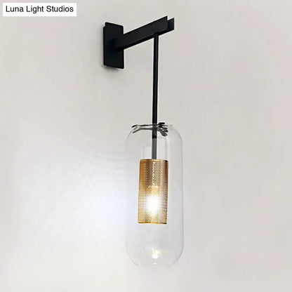 Gold Mesh Glass Sconce with clear outer shade and gold mesh inner shade by Decorbites on Tampa Home & Garden Store