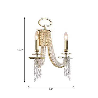 Gold Crystal Candle Sconce Decorbites; crystal beads, candle holders, 19.5 in tall x 14 in wide on Tampa Home & Garden Store