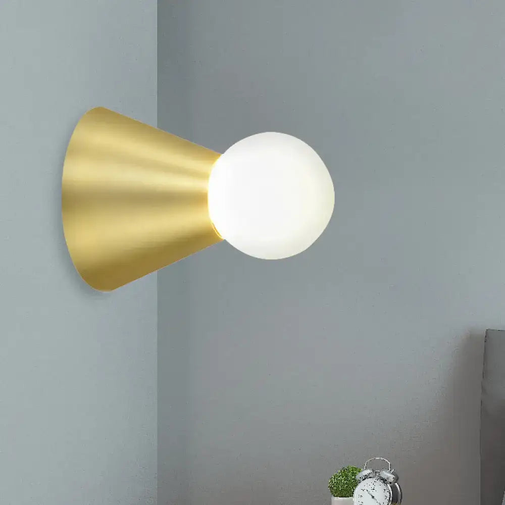 Decorbites gold conical frosted-globe wall sconce wall-mount light on Tampa Home & Garden Store