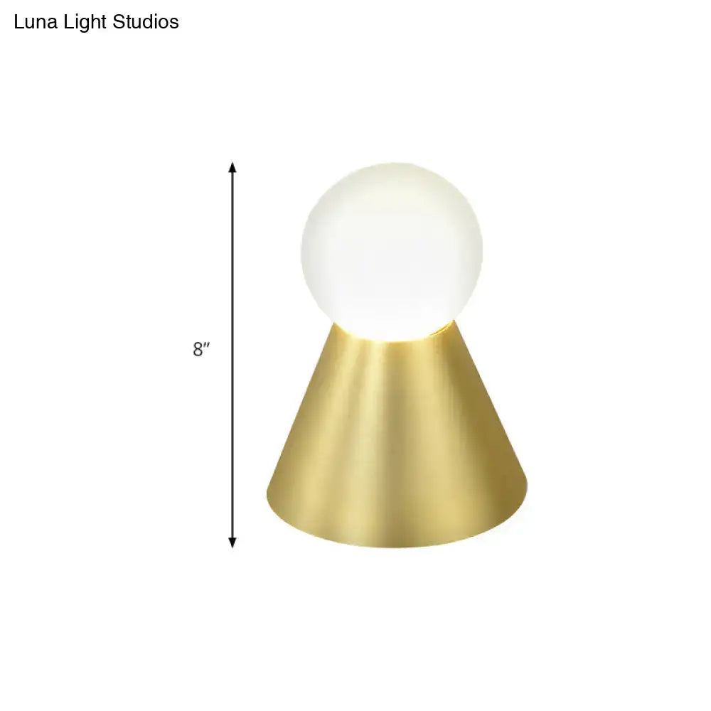 Gold conical frosted-globe wall sconce by Decorbites, 8 in tall on Tampa Home & Garden Store