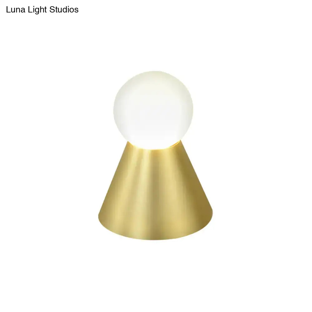Gold conical frosted-globe wall sconce with brass base by Decorbites on Tampa Home & Garden Store