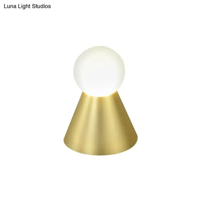 Gold conical frosted-globe wall sconce with brass base by Decorbites on Tampa Home & Garden Store