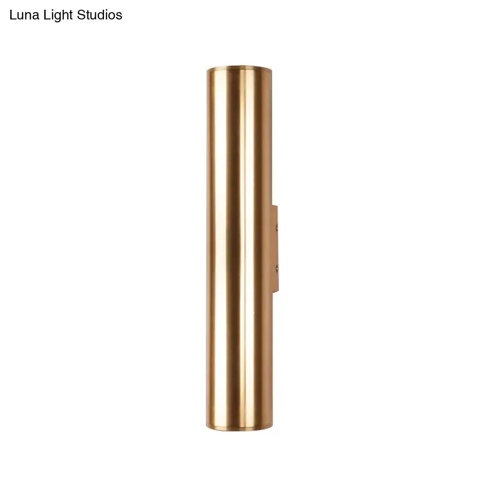 Modern gold metal wall lamp fixture, cylindrical tube design, Decorbites on Tampa Home & Garden Store