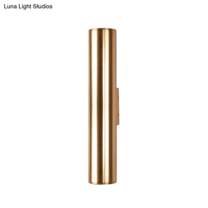 Modern gold metal wall lamp fixture, cylindrical tube design, Decorbites on Tampa Home & Garden Store