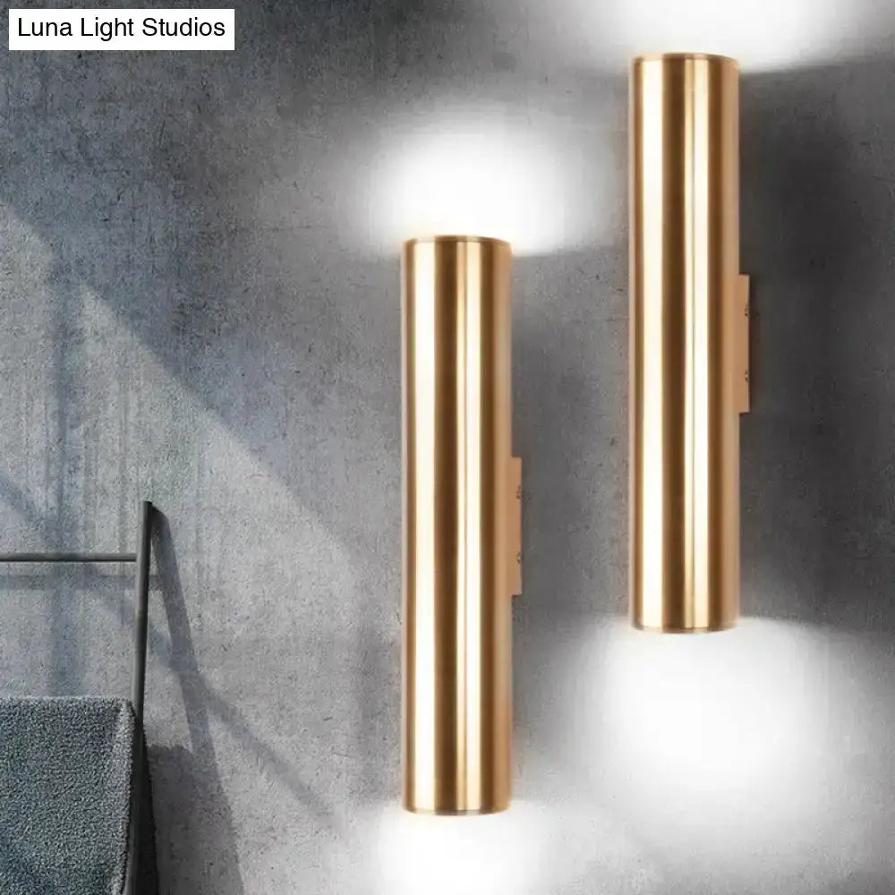 Decorbites modern gold metal wall lamp fixture for corridor, dual cylindrical sconces on Tampa Home & Garden Store